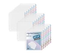 Mr. Pen - Protectores de hojas transparentes con 8 pestañas, 2 juegos, separadores de plástico para carpeta de 3 anillas, divisor de páginas de índice insertable, pestañas multicolor