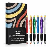 Mr. Pen - Resaltador bíblico con bolígrafo y lápiz capacitivo para pantallas táctiles, 3 en 1, paquete de 6, barriles coloridos, bolígrafos de tinta negra, resaltadores de gel de cera amarilla