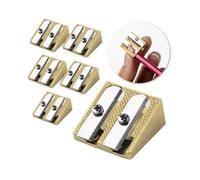 Mr. Pen - Sacapuntas de metal de mano con 2 agujeros, paquete de 6, dorados, sacapuntas manuales, para lápices estándar y jumbo