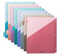 Mr. Pen - Separadores de carpetas con bolsillos y pestañas, paquete de 8, colores surtidos, para carpetas de 3 anillas