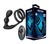 MR PLAY - ANILLO PARA PENE CON PLUG ANAL CON VIBRACIÓN CONTROL REMOTO
