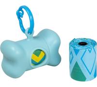Mr Poop, dispensador de bolsas de excremento para animales, compacto y ergonómico, con rodillos perfumados, fácil de usar, duradero, azul, tamaño Nano