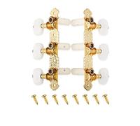 Mr.Power Juego de 3 + 3 clavijas de afinación para guitarra clásica (botón corto dorado, blanco)