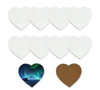 MR.R 10 Coasters MDF en Forma de corazón, Blanks de sublimación de Madera cruda, Coasters de Tazas de Transferencia de Calor absorbentes para Bebidas, Suministros para Fiestas