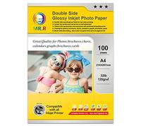 MR.R 120 g/m² A4 x 100 hojas de doble cara brillante para inyección de tinta de secado instantáneo papel fotográfico brillante impermeable blanco brillante