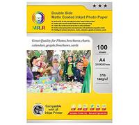 MR.R 140gsm/m² A4x100 hojas de papel fotográfico papel fotográfico mate a doble cara inmediatamente seco impermeable blanco brillante para impresoras de inyección de tinta