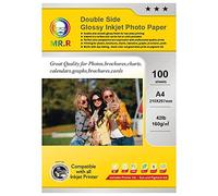 MR.R 160 g/m² 100 hojas A4 papel fotográfico imprimible para inyección de tinta brillante de doble cara papel fotográfico brillante de secado instantáneo hojas fotográficas blancas brillantes