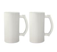MR.R 16oz Juego de 2 tazas de vidrio esmerilado en blanco para sublimación, tazas de café con asa para impresión por transferencia de calor