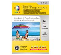 MR.R 250 g/m² A4X50 hojas de papel fotográfico doble mate papel fotográfico inmediatamente seco impermeable blanco brillante para impresoras de inyección de tinta