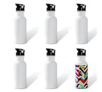 MR.R 6 botellas de agua de aluminio de 20 onzas de sublimación con corona blanca, botella de viaje con tapa superior de popote para deportes, 600 ml