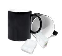 MR.R Juego de 2 vasos en blanco para sublimación, lavavajillas, 325 ml, vacíos, de cerámica, taza mágica, cambio de color, taza de café, taza de café, taza blanca con asa negra