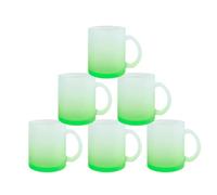 MR.R Juego de 6 tazas de vidrio verde esmerilado de sublimación de 325 ml, tazas de café con asa para transferencia térmica de revestimiento térmico