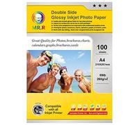 MR.R Papel fotográfico de inyección de tinta brillante de doble cara, 260 g/m², A4, 100 hojas por paquete