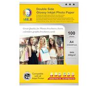 MR.R Papel fotográfico de inyección de tinta brillante de doble cara A4, 210 x 297 mm, 240 g/m², 100 hojas para impresoras de inyección de tinta