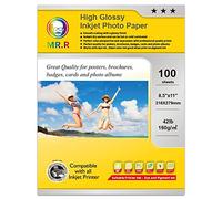 MR.R Papel fotográfico de inyección de tinta de alto brillo, tamaño de carta 8.5 x 11 pulgadas, 100 hojas por paquete, 40 libras -160 g/m²