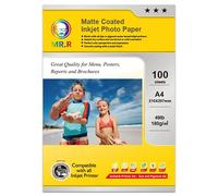 MR.R Papel Fotográfico Inkjet Mate 180 gsm A4 Pack de 100 hojas