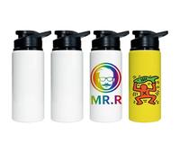 MR.R Paquete de 4 botellas de aluminio deportivas blancas con tapa de 600 ml para impresión de transferencia de calor