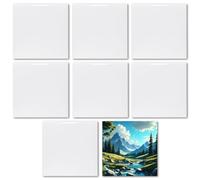 MR.R Paquete de 8 azulejos de cerámica brillantes blancos para impresión de transferencia de calor, marco de fotos personalizado para boda, regalo de cumpleaños