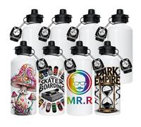 MR.R Paquete de 8 botellas de aluminio para sublimación, color blanco, portátil, de 600 ml, para impresión por transferencia de prensa de calor
