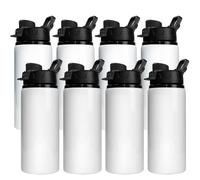 MR.R Paquete de 8 botellas de sublimación de 20 onzas, color negro, boca grande, de aluminio, para deportes acuáticos, 600 ml