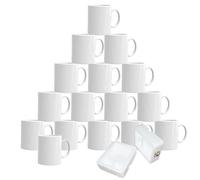 MR.R Sublimation Blanks Juego de 16 tazas de café de cerámica blanca para lavavajillas, 11 oz, grado A, taza clásica de cerámica en blanco para beber, té de la leche, agua de cola (16 paquetes)