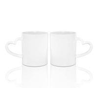MR.R Sublimation Blanks - Tazas de café de cerámica blanca de 325 ml, taza clásica de cerámica en blanco con mango de corazón para leche, té, agua de cola, juego de 2