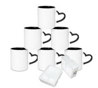 MR.R Taza de cerámica para lavavajillas en blanco, taza recubierta en blanco, tazas en blanco, taza en blanco, 11 onzas, juego de 6 piezas por caja