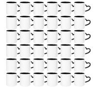 MR.R Tazas de café en blanco de sublimación de 11 onzas, taza blanca en blanco con taza de color negro interior y mango de corazón, juego de 36