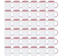 MR.R Tazas de café en blanco de sublimación de 11 onzas, taza blanca en blanco con taza de color rosa interior y asa, juego de 36