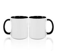 MR.R Tazas de café en blanco de sublimación de 325 ml, taza blanca con taza de color negro interior y asa, juego de 2