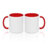 MR.R Tazas de café en blanco de sublimación de 325 ml, taza blanca con taza de color rojo interior y asa, juego de 2