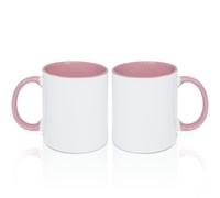 MR.R Tazas de café en blanco de sublimación de 325 ml, taza blanca con taza de color rosa interior y asa, juego de 2