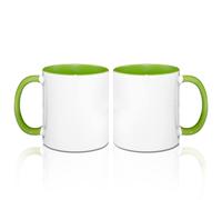 MR.R Tazas de café en blanco de sublimación de 325 ml, taza blanca con taza de color verde interior y asa, juego de 2