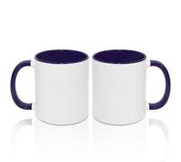 MR.R Tazas de café por sublimación de 325 ml, 2 unidades, blanco con color interior púrpura, mango, porcelana, taza, taza de café, taza de café de 325 ml, clásico, hogar, todas las ocasiones