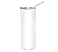 MR.R Vaso en blanco de sublimación, tazas blancas rectas en blanco de 20 OZ con pajita de Metal, tazas de café de acero inoxidable
