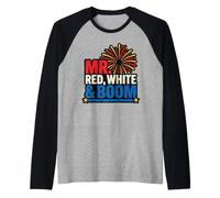 Mr Red White and Boom Funny Julio 4th Parejas a Juego EE. UU Camiseta Manga Raglan
