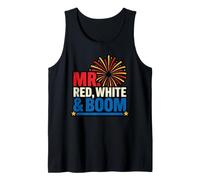 Mr Red White and Boom Funny Julio 4th Parejas a Juego EE. UU Camiseta sin Mangas