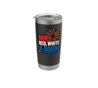 Mr Red White And Boom Funny Julio 4th Parejas a juego EE. UU Vaso térmico de acero inoxidable de doble pared