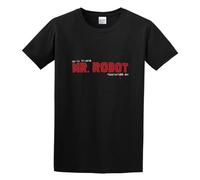 Mr. Robot Inspired Hello Friend and Fsociety Logo Unisex 100% Cotton Short-Sleeve T-Shirts Black L