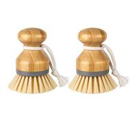 MR.SIGA Cepillo de Palma de Bambú para Platos, Paquete de 2 | Cepillo fregador para platos, sartenes, ollas y fregadero, cepillo de palma para limpieza