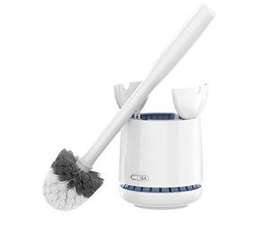 MR.SIGA Cepillo para Inodoro con Soporte, Mango Largo Resistente, Blanco