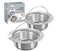 MR.SIGA Colador de fregadero de cocina, colador de drenaje de fregadero de acero inoxidable, apto para lavavajillas, paquete de 2