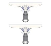 MR.SIGA Escobilla de Silicona Multiusos para Ventanas, Cristales, Puertas de Ducha, Parabrisas de Coche, Resistente Limpiacristales, Incluye Gancho de Succión, 10 pulgadas, Blanco y Gris, Paquete de 2