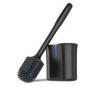 MR.SIGA Escobillero y Portaescobillas, Escobilleros con cerdas de TPR duraderas y Flexibles, Escobillero de Pared para la Limpieza del baño, Negro, 1 Pack