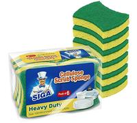MR.SIGA Esponja Exfoliante de celulosa para Trabajo Pesado, Esponja para Lavar Platos de Doble Cara para Cocina, Paquete de 12