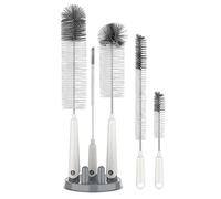 MR.SIGA Juego 5 Cepillos para Botellas con Soporte Almacenamiento, Blanco | Cepillo para botellas de agua con soporte, cepillos de limpieza para botellas de cuello largo y estrecho, biberones