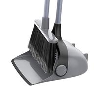 MR.SIGA Juego de Escoba y Recogedor con Mango Largo Ajustable, Gris