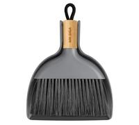 MR.SIGA Mini Juego de Cepillo y Recogedor, Combo de Cepillo y Recogedor Portátil con Mango de Bambú, Gris, 1 Juego