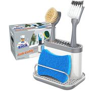 MR.SIGA organizador de fregadero con bandeja de goteo para cocina, organizador de carrito de fregadero, porta utensilios de cocina blanco y gris