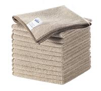 MR.SIGA Paños de Limpieza de Microfibra, Toallas de Microfibra Multiusos, Trapos de Limpieza sin Rayas, Paquete de 12, Trigo, tamaño 32 x 32 cm